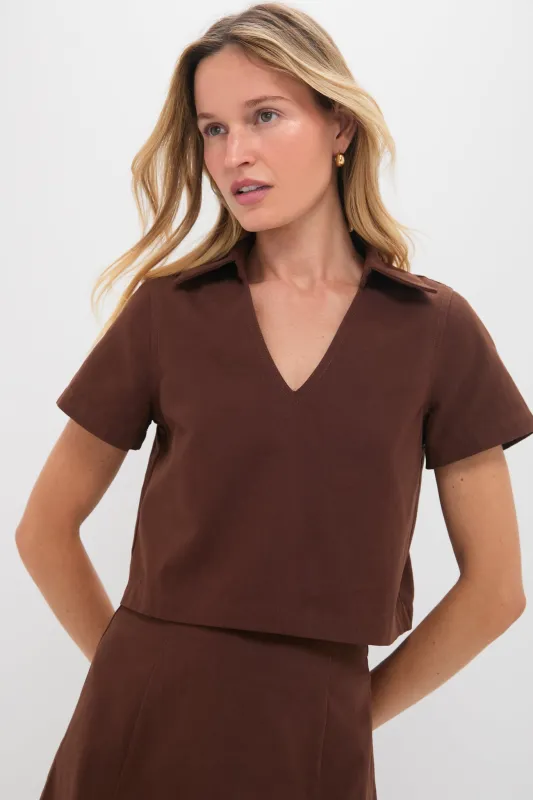 Chocolate Brown Cropped Glenn Top sold by Tuckernuck