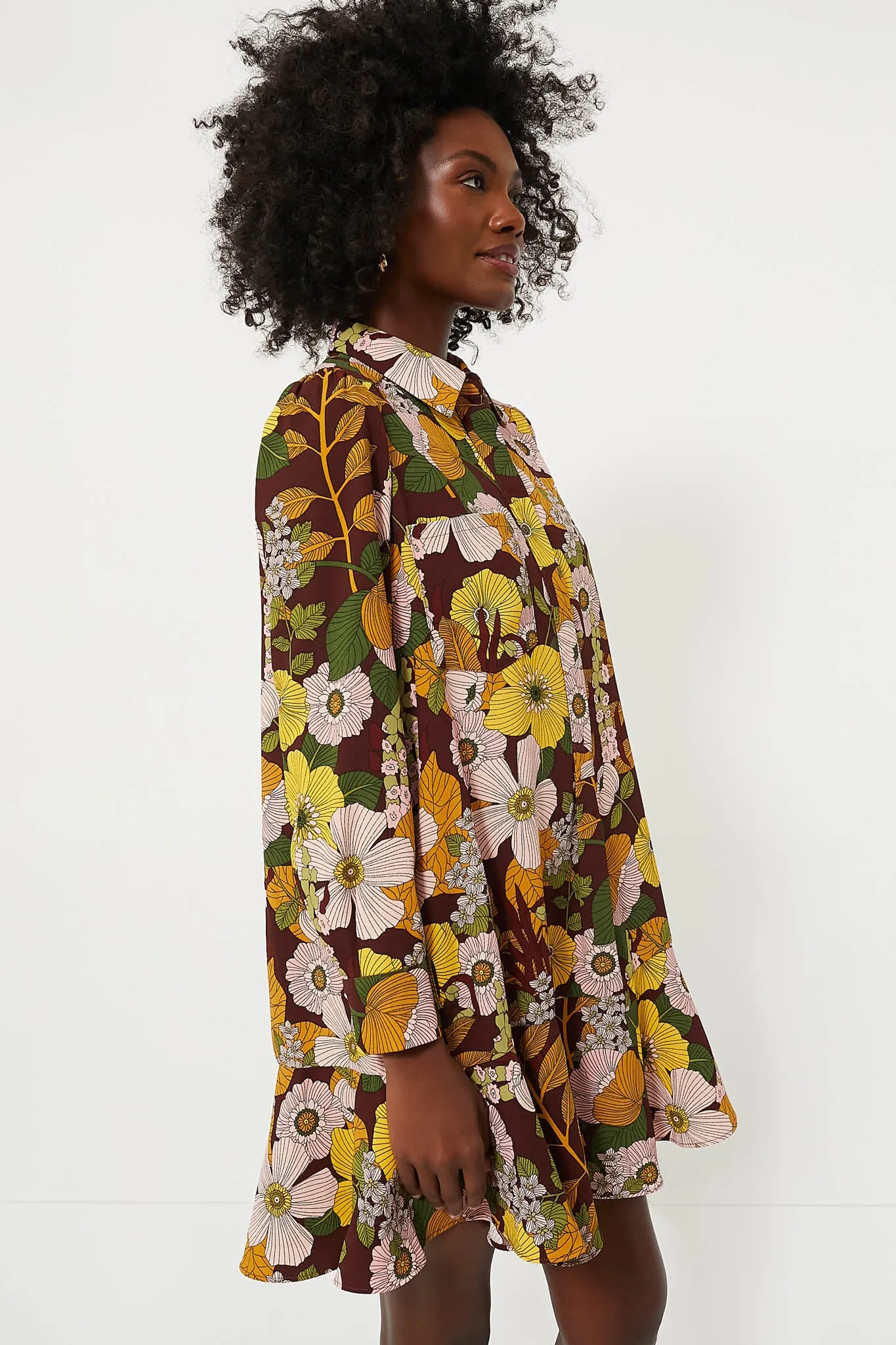 Retro Floral Crepe Callahan Shirt Dress sold by Tuckernuck product image thumbnail 3