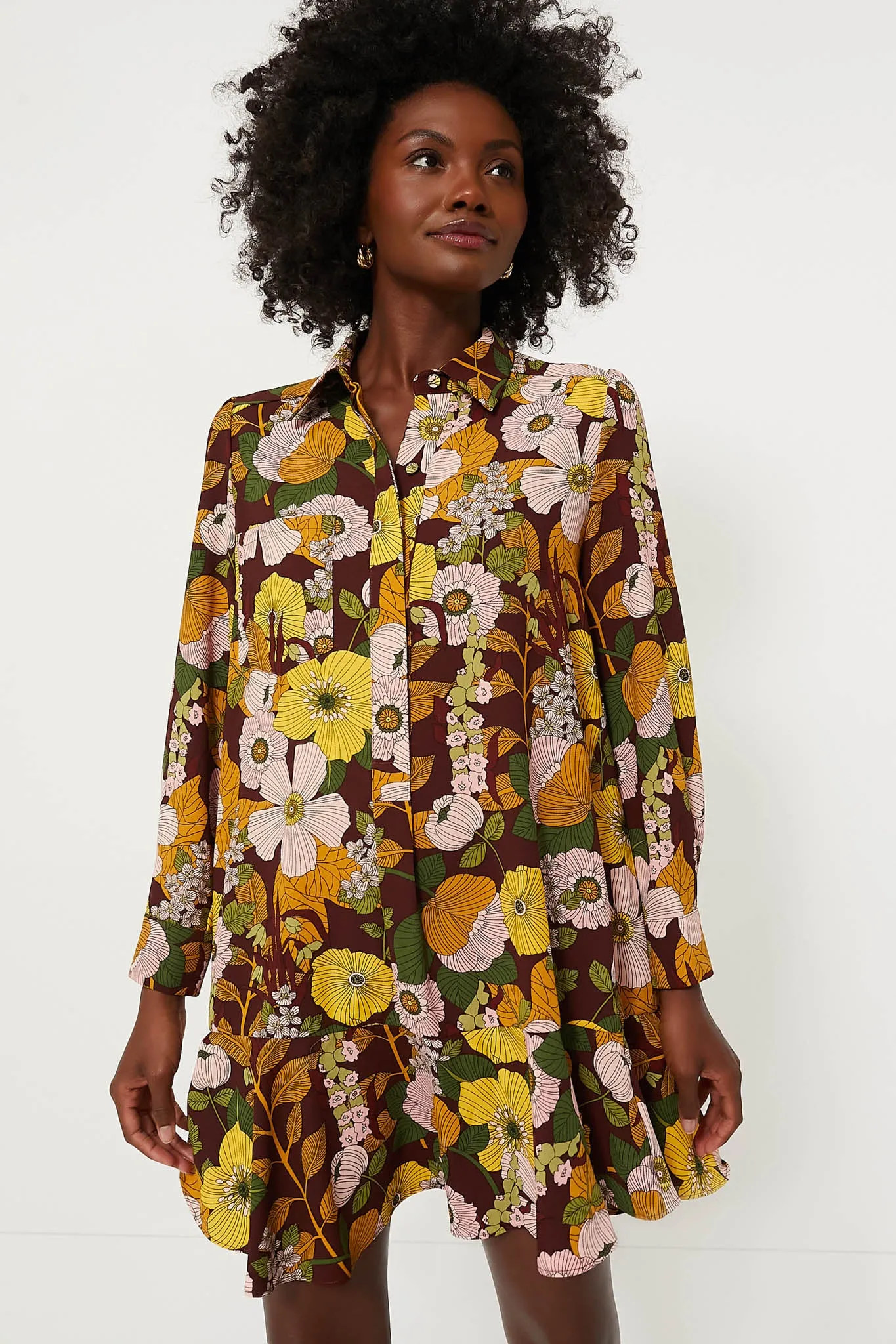 Retro Floral Crepe Callahan Shirt Dress sold by Tuckernuck