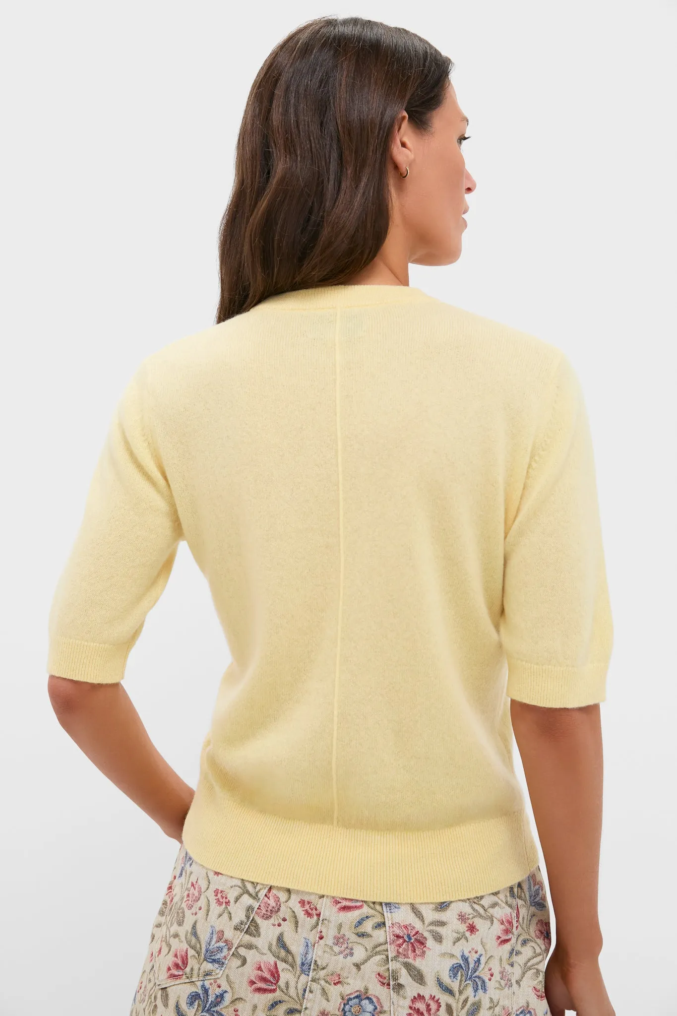 Butter Yellow Cashmere Short Sleeve Crewneck sold by Tuckernuck product image thumbnail 4