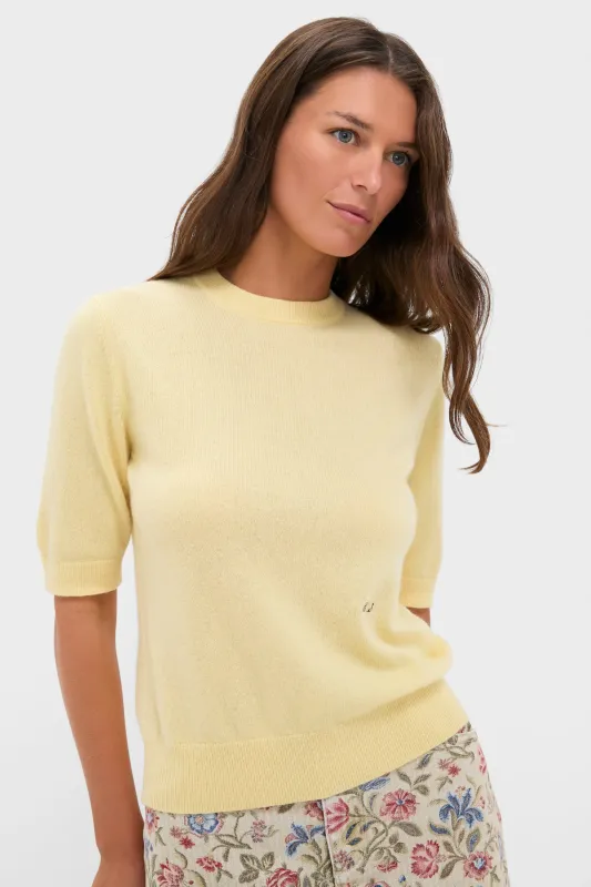 Butter Yellow Cashmere Short Sleeve Crewneck sold by Tuckernuck