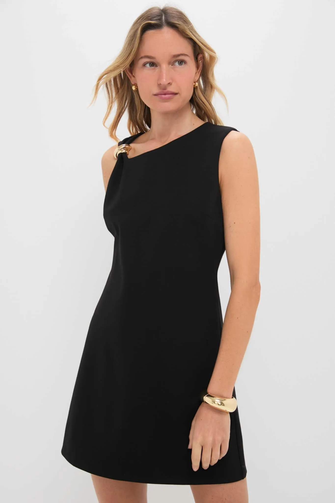 Black Asymmetrical Angelique Mini Dress sold by Tuckernuck