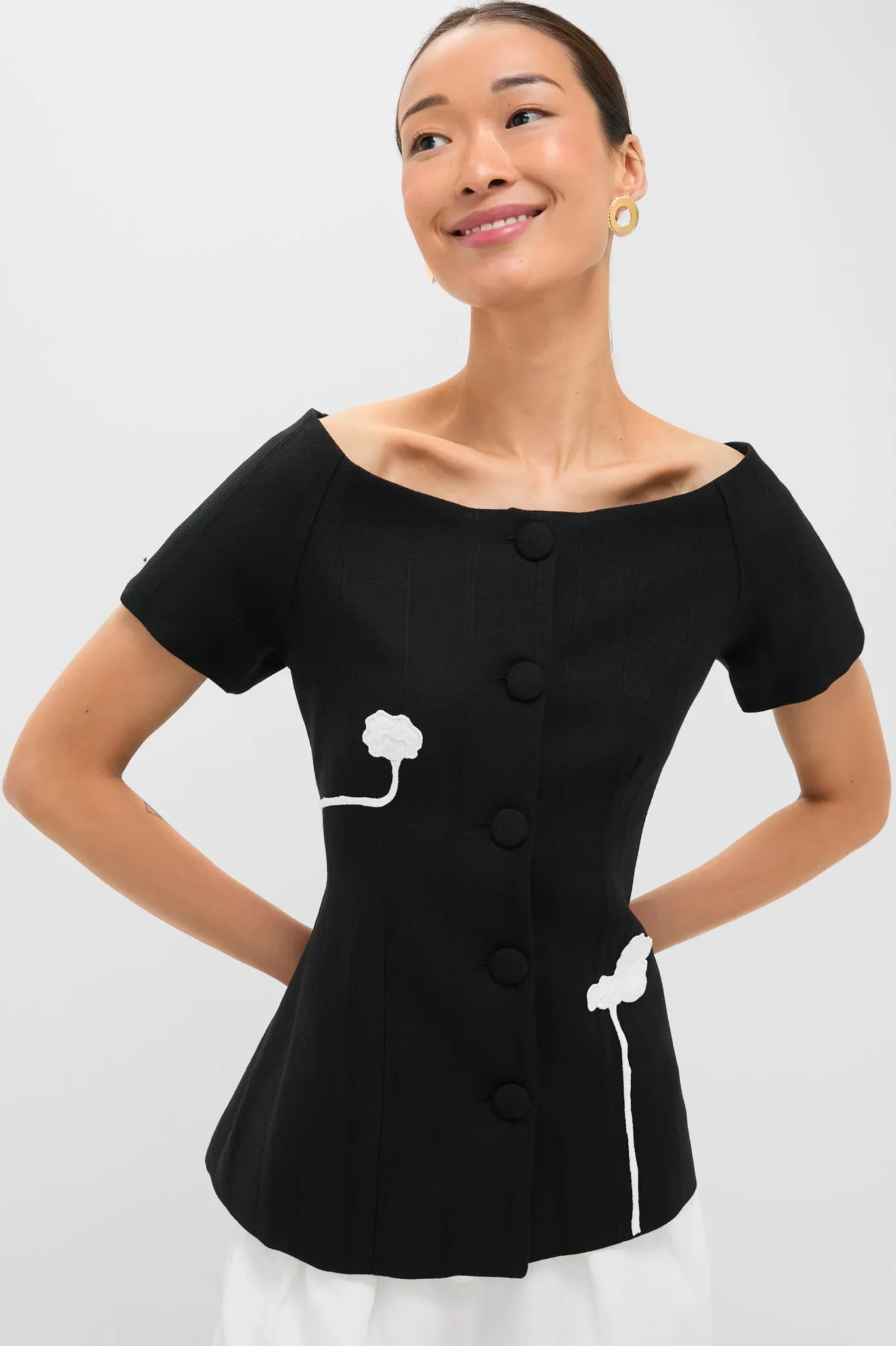 Black Hashiro Stripe Wool Top sold by Tuckernuck