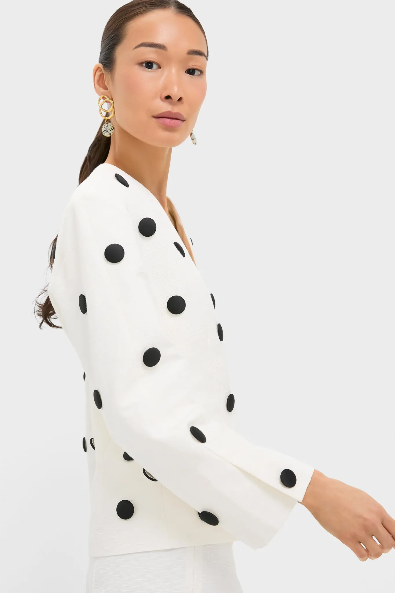 Black and Ecru Aloise Textured Buttons Jacket sold by Tuckernuck product image thumbnail 3