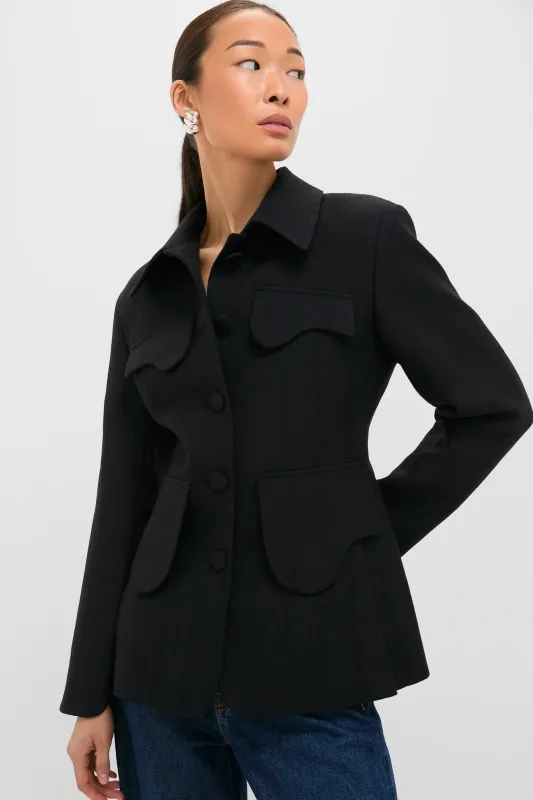 Black Tamara Stripe Wool Jacket sold by Tuckernuck