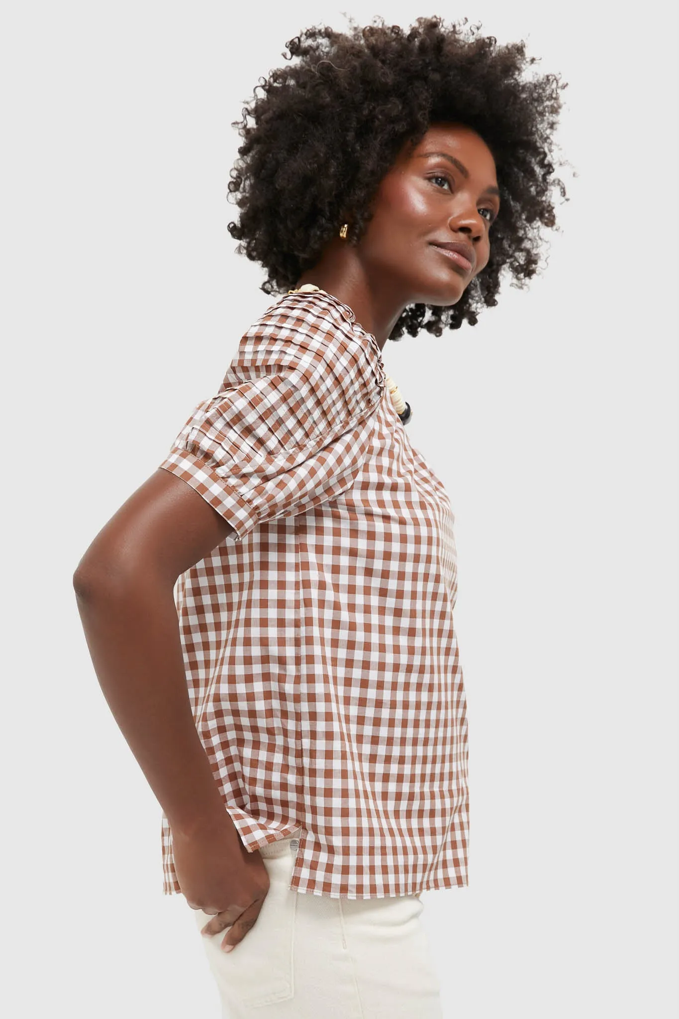 Brown Gingham Haven Blouse sold by Tuckernuck product image thumbnail 3