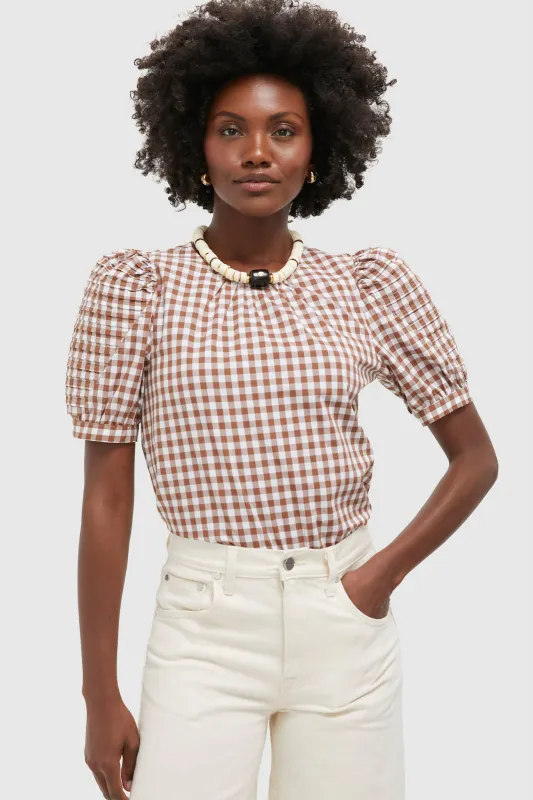 Brown Gingham Haven Blouse sold by Tuckernuck