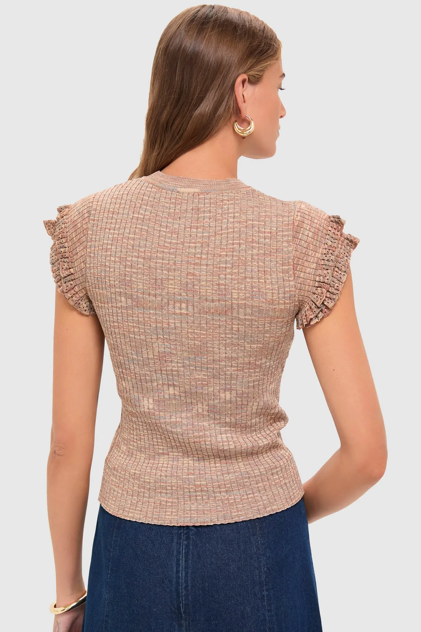 Brown Rowe Crewneck Flutter Sleeve Knit Top sold by Tuckernuck product image thumbnail 4