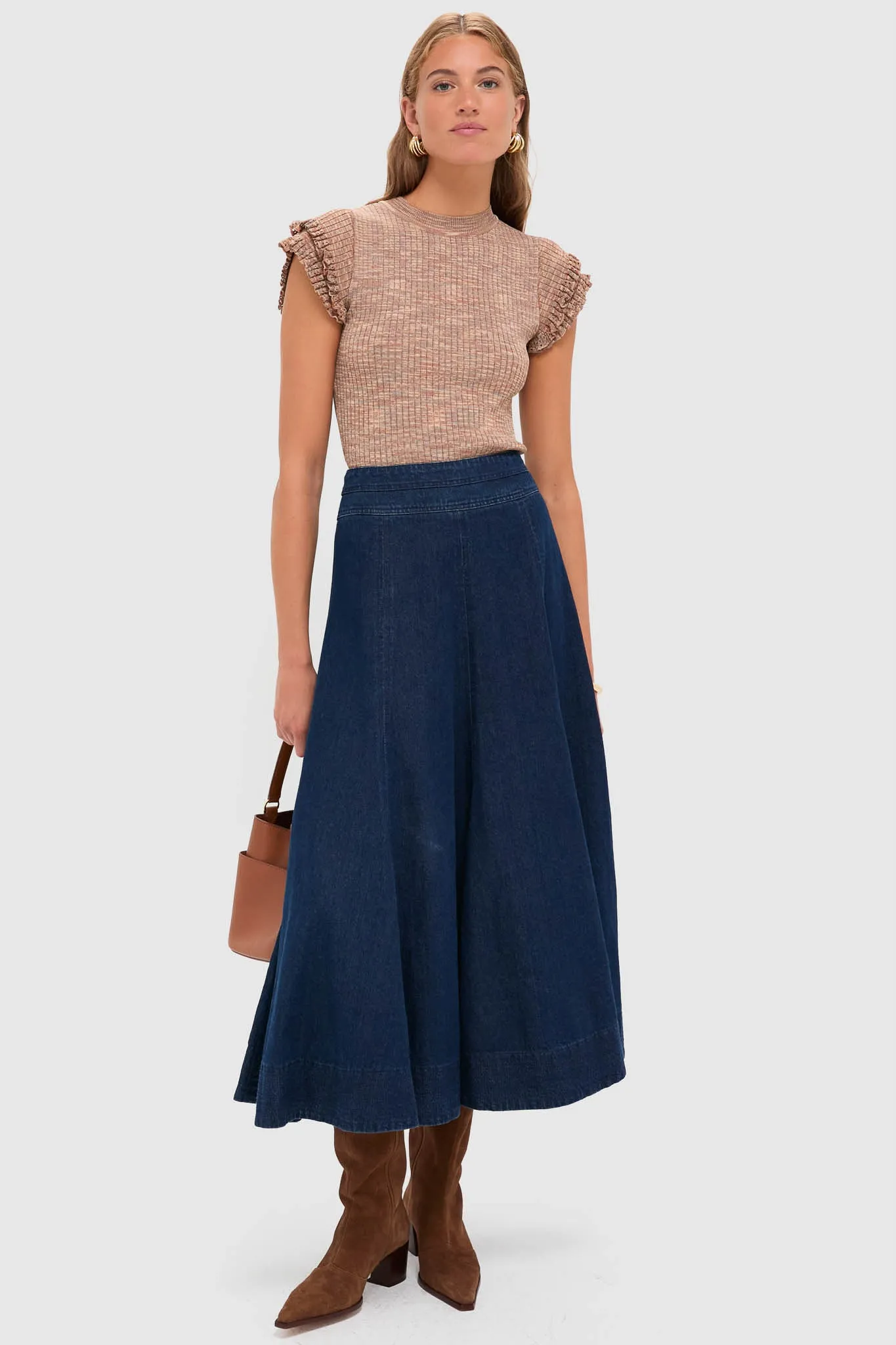 Brown Rowe Crewneck Flutter Sleeve Knit Top sold by Tuckernuck product image thumbnail 2