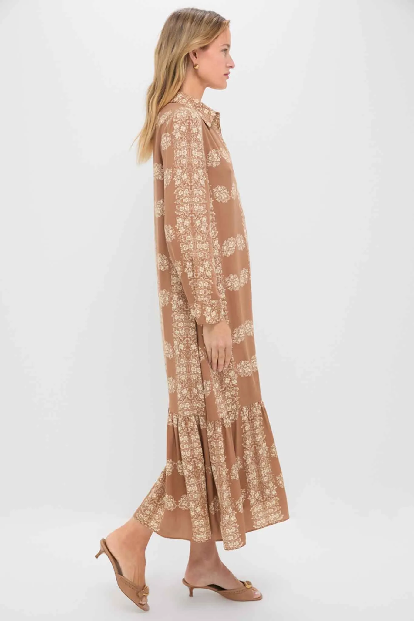 Tan Floral Miller Maxi Shirt Dress sold by Tuckernuck product image thumbnail 4