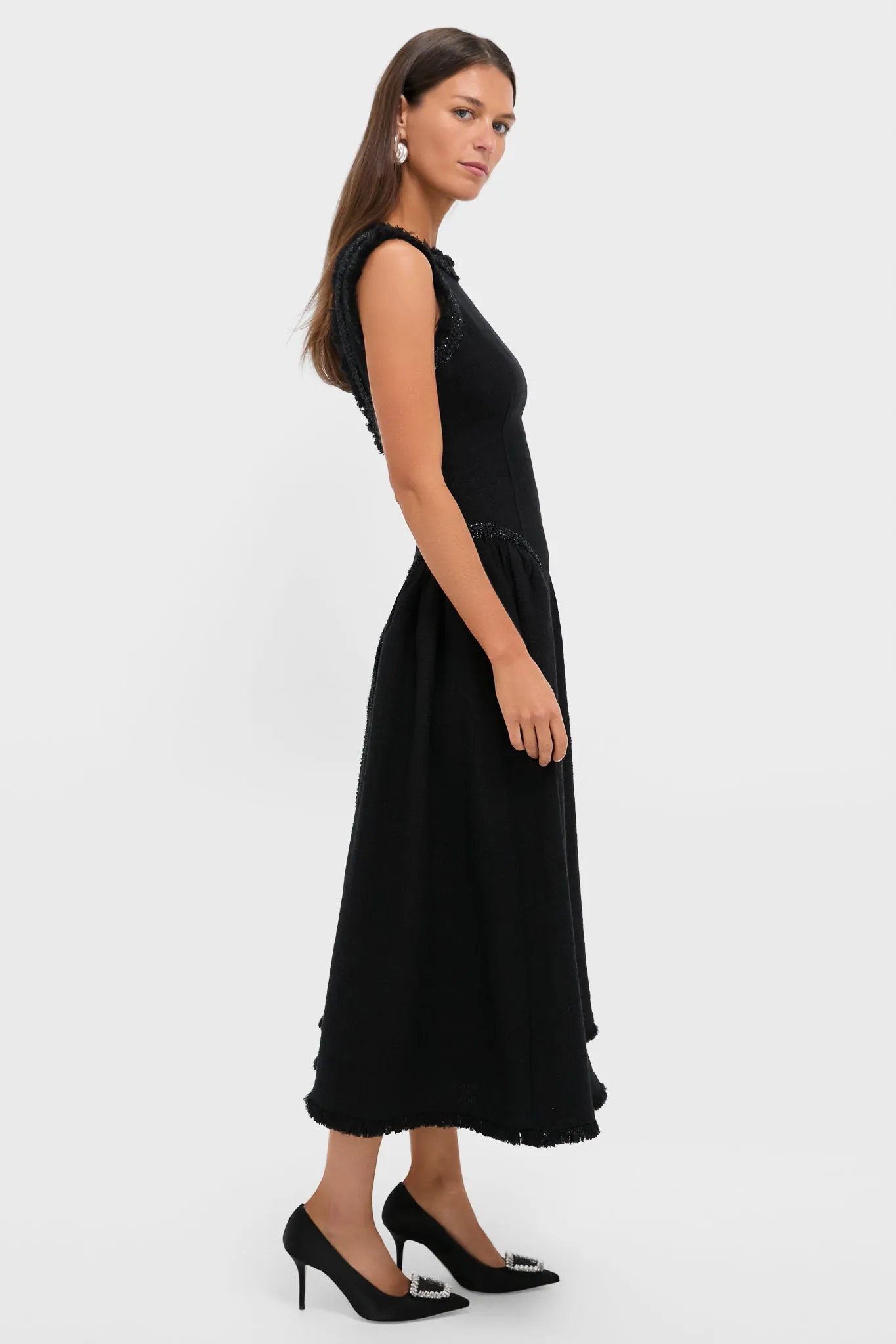 Black Boucle Sleeveless Midi Dress sold by Tuckernuck product image thumbnail 3
