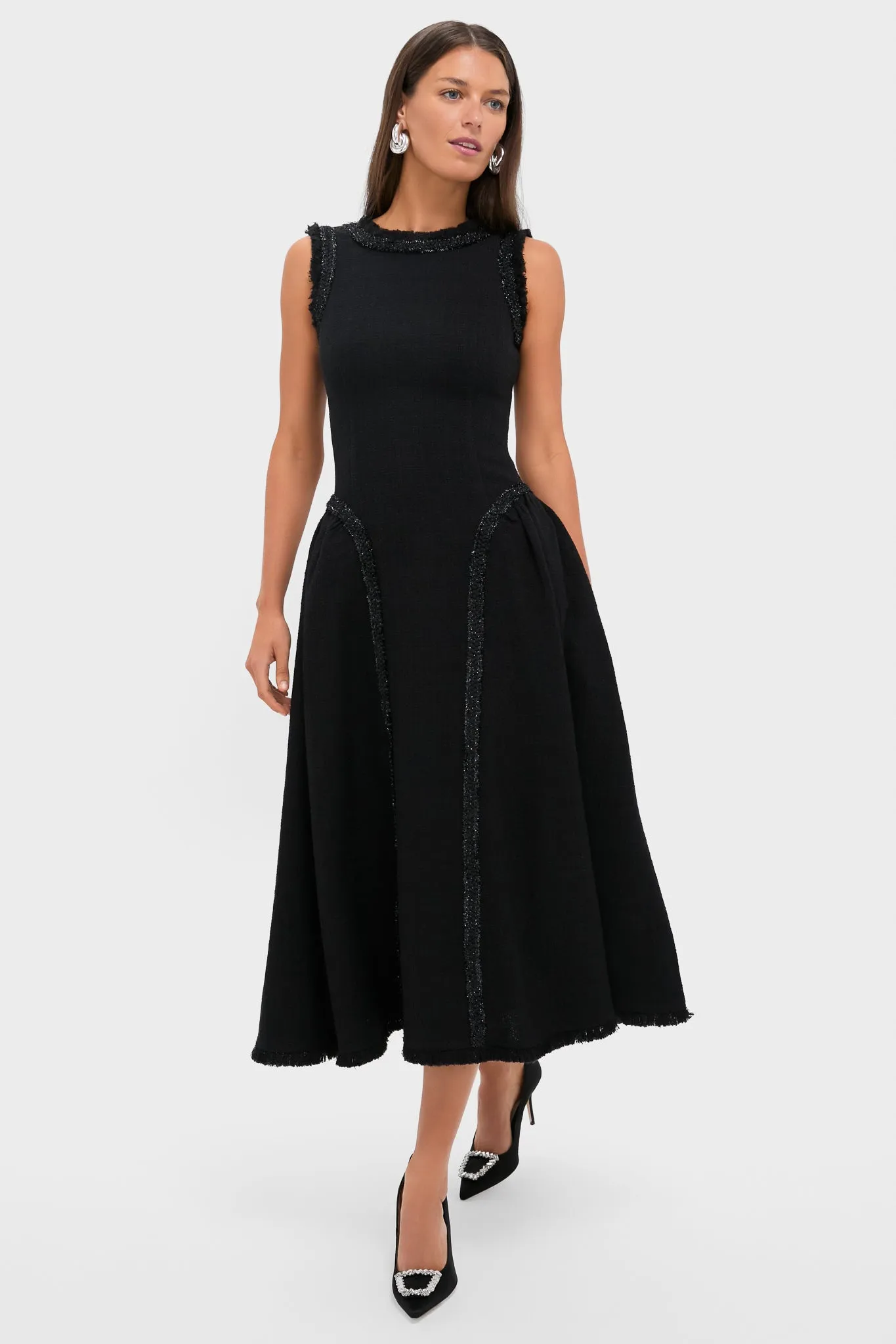 Black Boucle Sleeveless Midi Dress sold by Tuckernuck