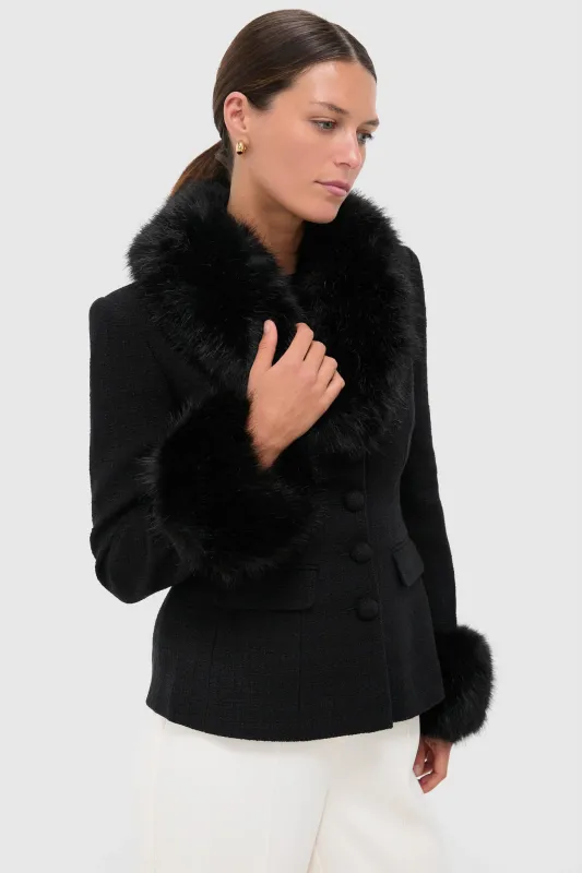 Black Tailored Boucle Fur Jacket sold by Tuckernuck