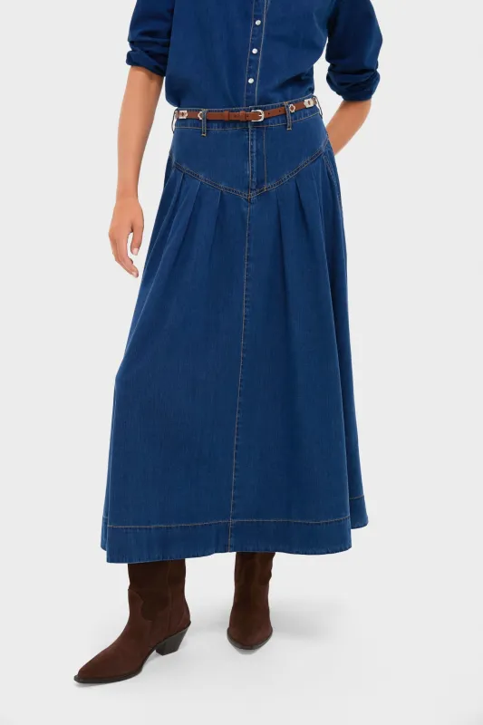 Denim Blue Rhodes Maxi Skirt sold by Tuckernuck