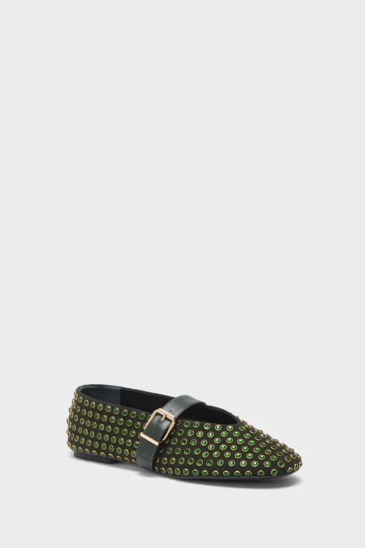 Garden Green Eliza Shine Flats made by SCHUTZ