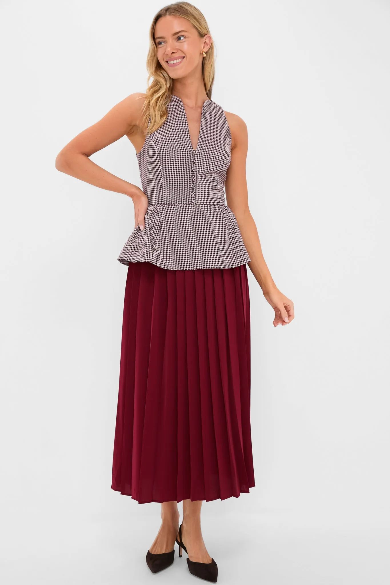 Berry Long Peplum Dress sold by Tuckernuck