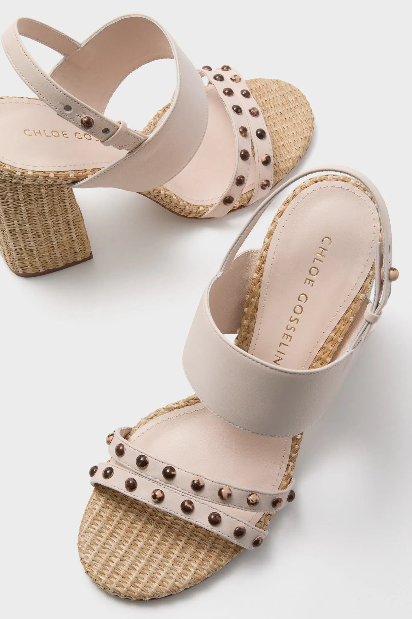 Larroude x Chloe Gosselin Puff Cream and Natural Raffia Margot Sandals sold by Tuckernuck product image thumbnail 3