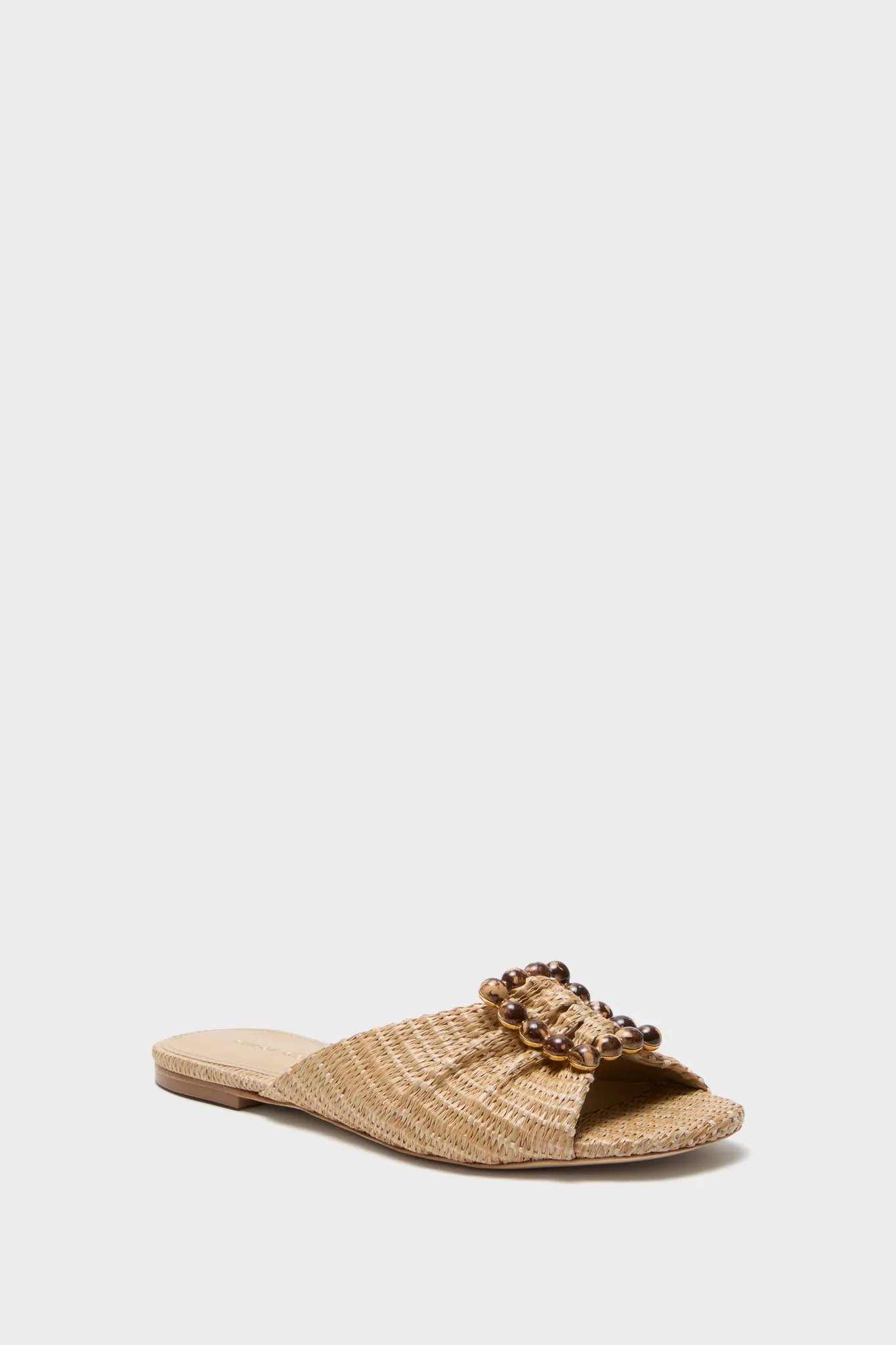 Larroude x Chloe Gosselin Natural Raffia Nova Flat Sandals sold by Tuckernuck