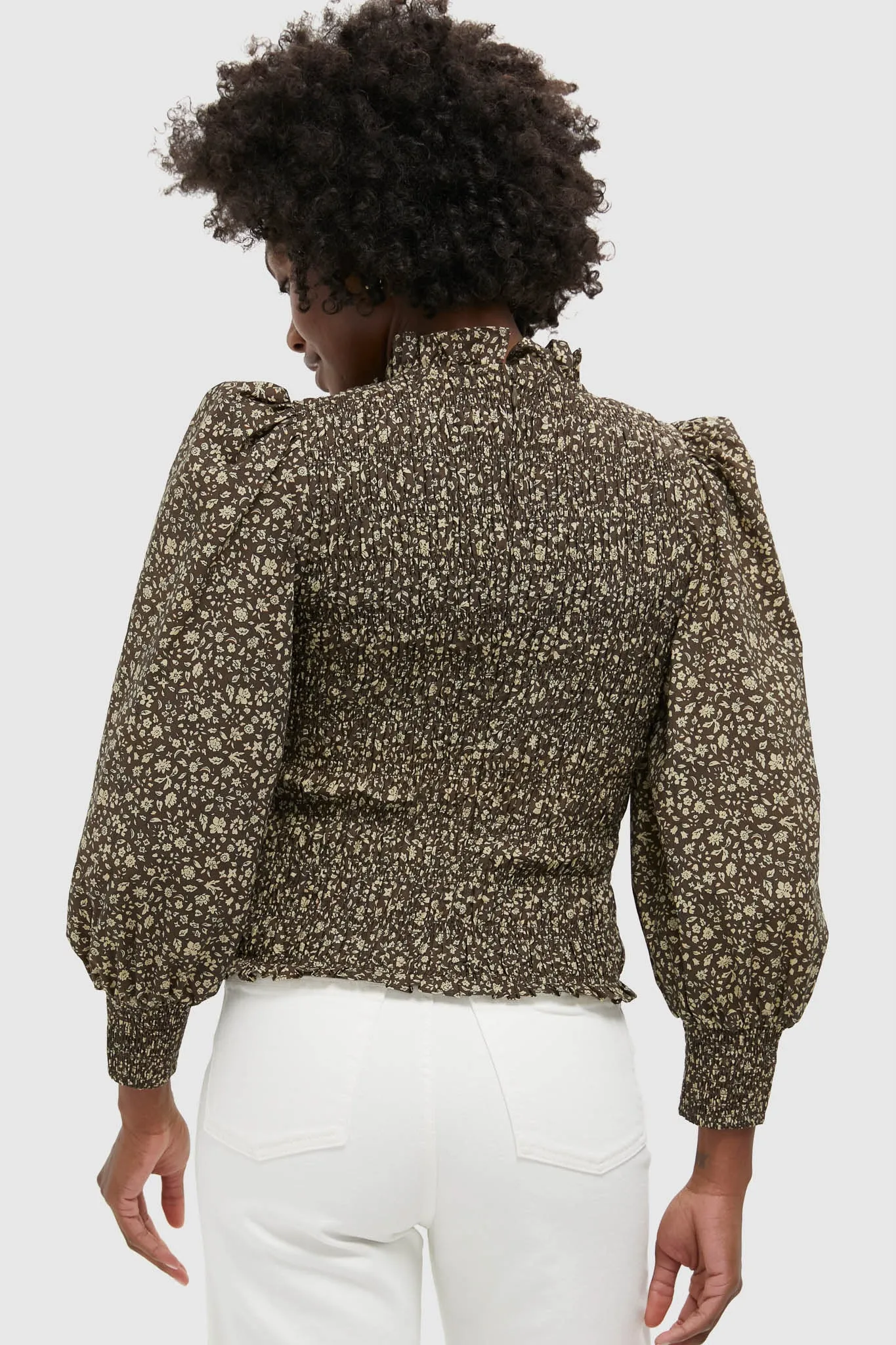 Black & Tan Floral Smocked Montgomery Blouse sold by Tuckernuck product image thumbnail 4