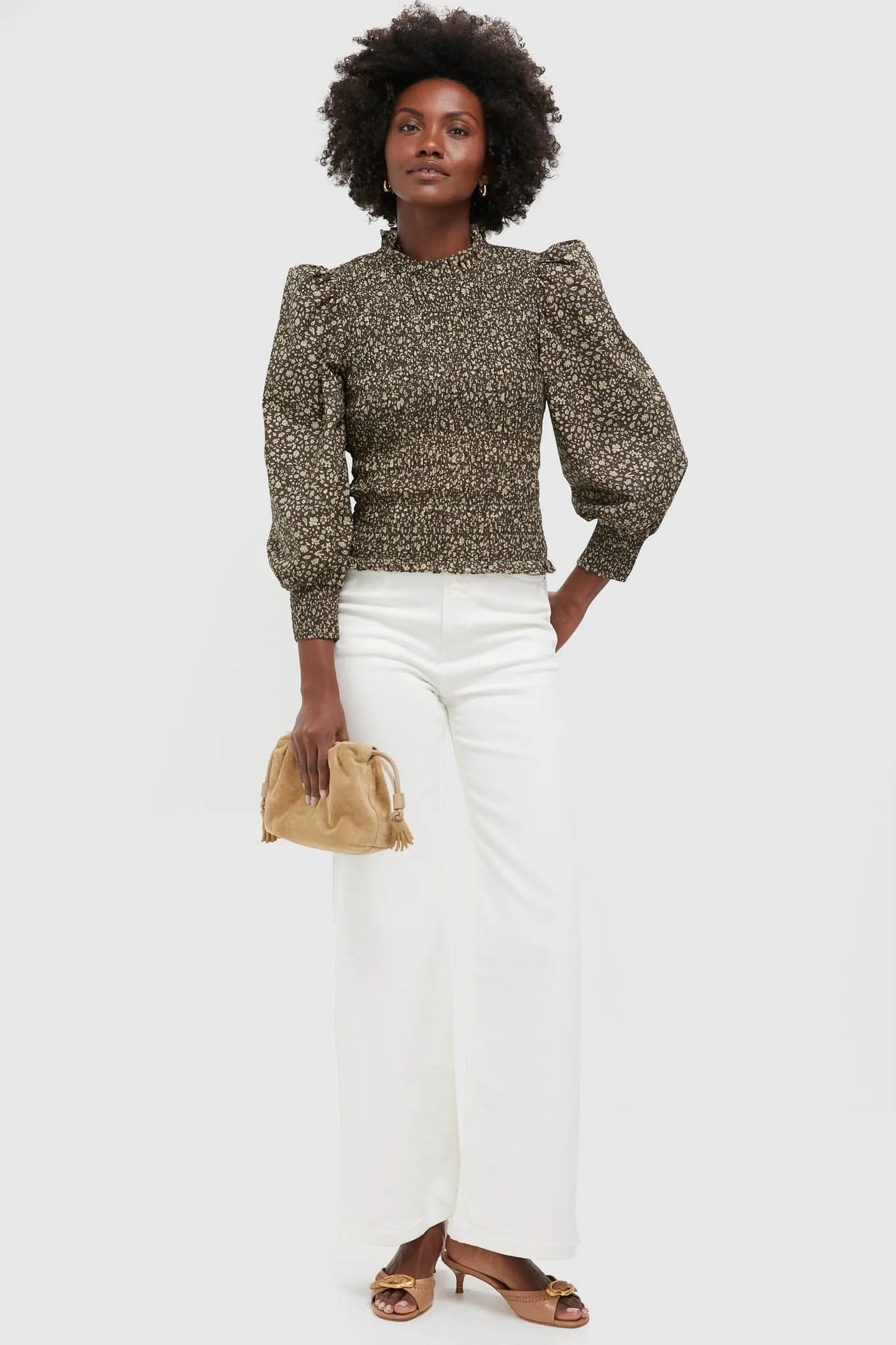 Black & Tan Floral Smocked Montgomery Blouse sold by Tuckernuck product image thumbnail 2