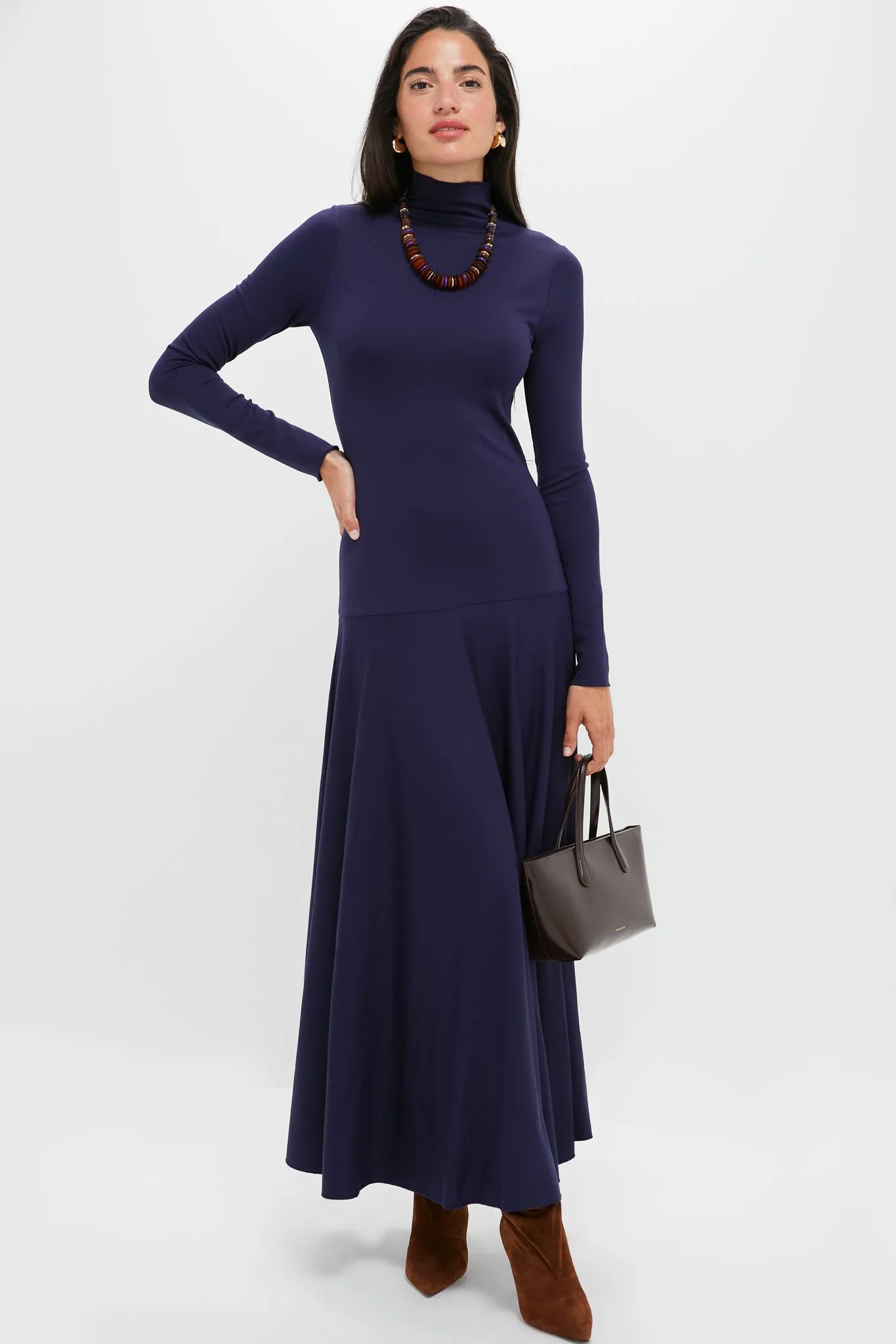 Ink Lux Jersey Knit Turtleneck Long Sleeve A-Line Dress sold by Tuckernuck product image thumbnail 2