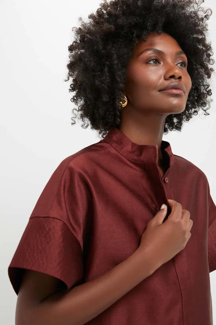 Oxblood Dupioni Trapunto Stitch Sofia Shirt sold by Tuckernuck product image thumbnail 5