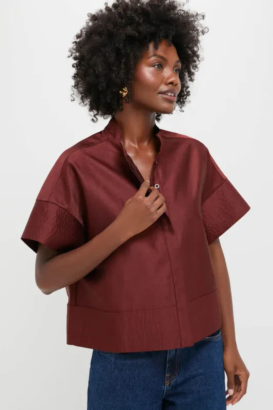 Oxblood Dupioni Trapunto Stitch Sofia Shirt made by Tuckernuck