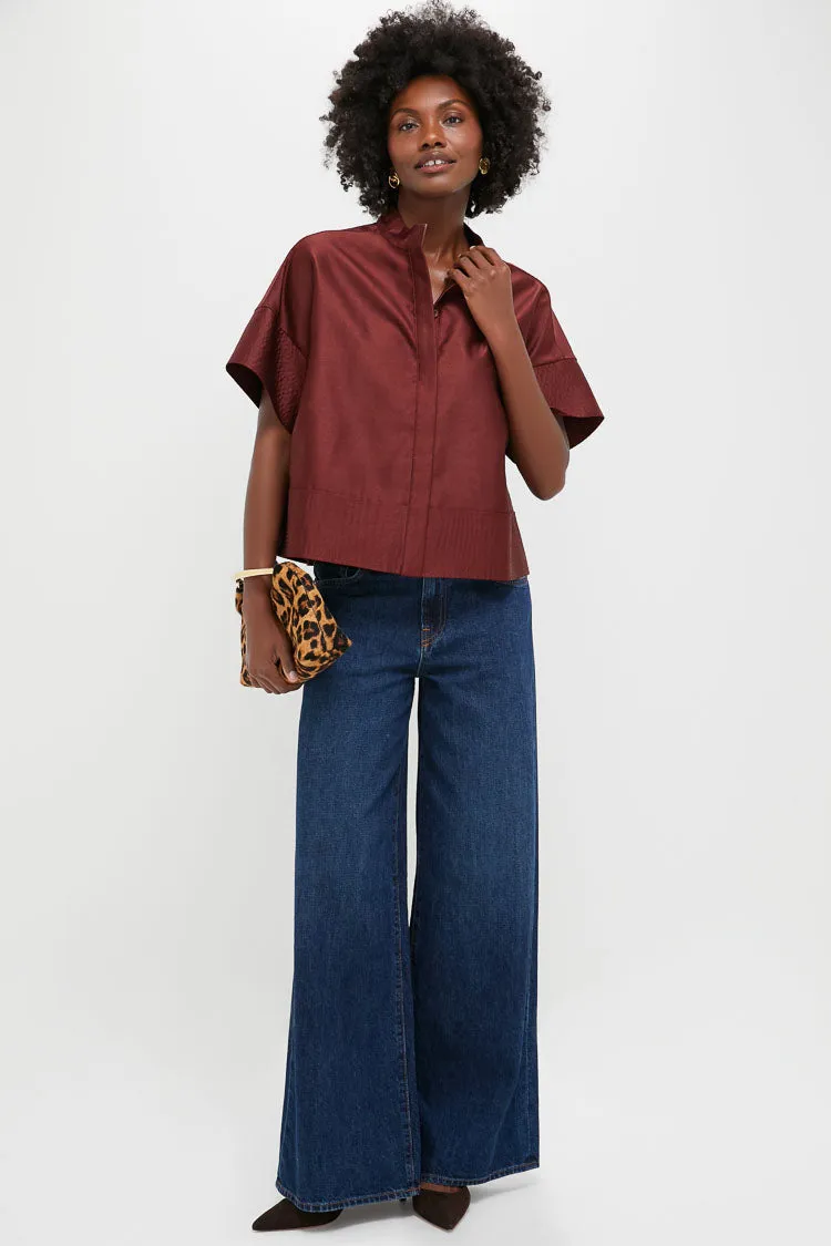 Oxblood Dupioni Trapunto Stitch Sofia Shirt sold by Tuckernuck product image thumbnail 2