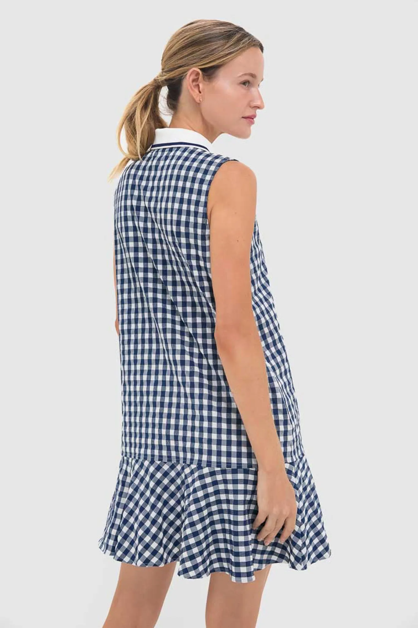 Navy Gingham Sleeveless Performance Seersucker May Golf Dress sold by Tuckernuck product image thumbnail 5