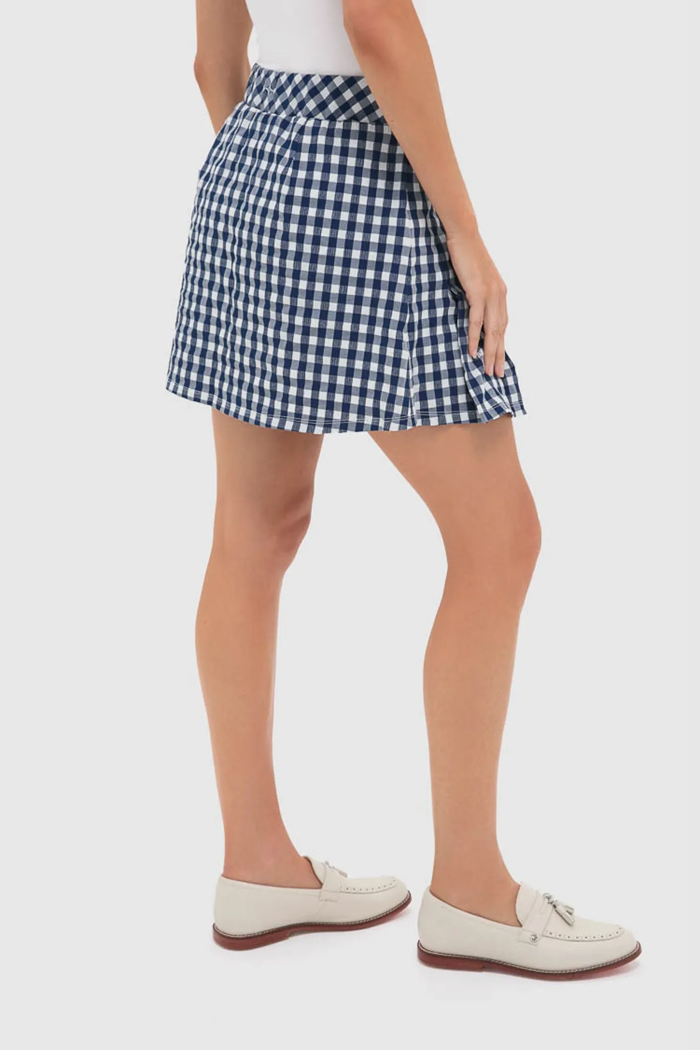 Navy Gingham 16 Inch Performance Seersucker Park Golf Skirt sold by Tuckernuck product image thumbnail 3