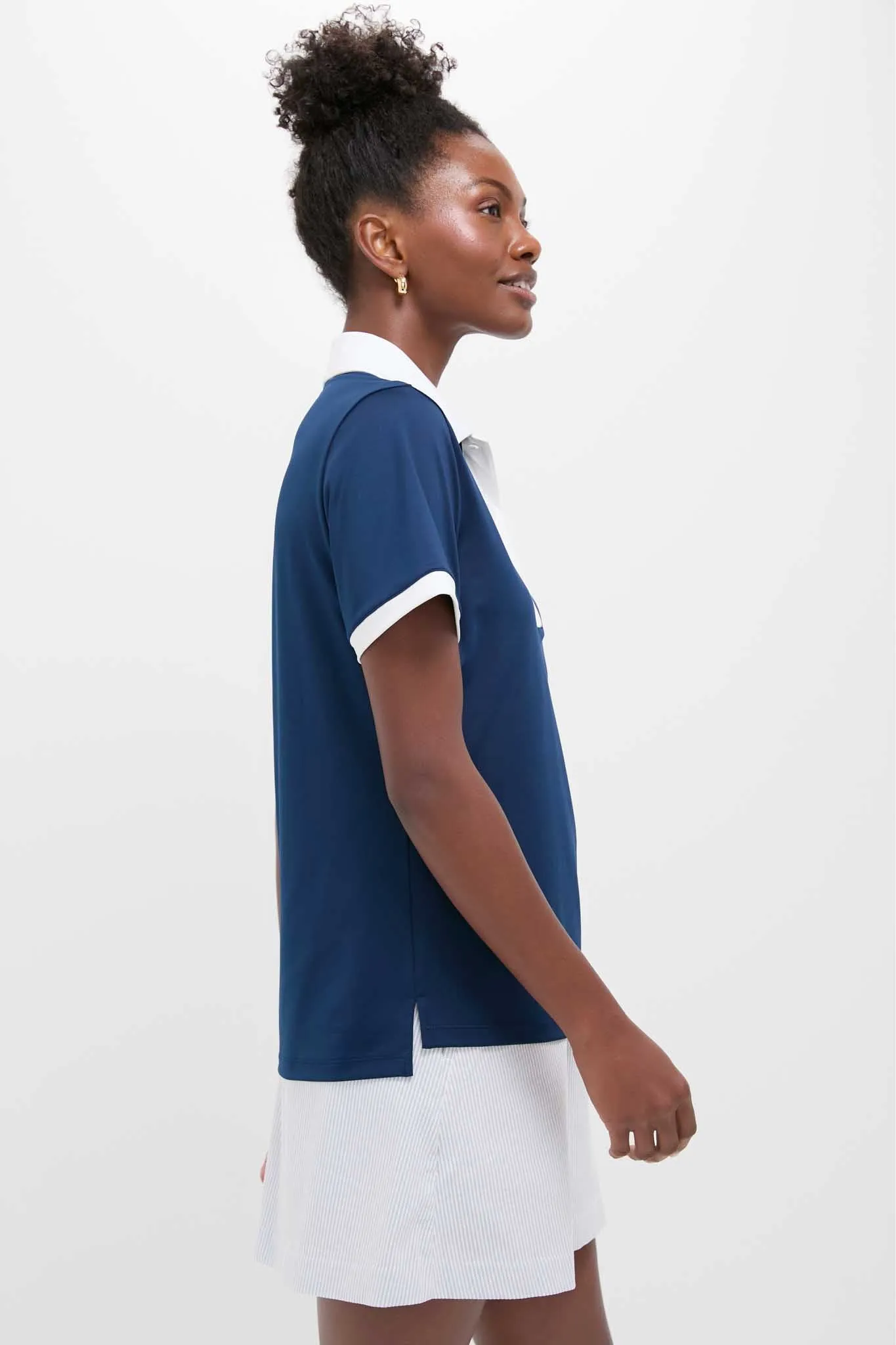 Navy and White Performance Jersey Zoe Polo sold by Tuckernuck product image thumbnail 3