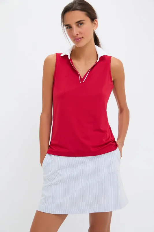 Red Sleeveless Performance Jersey Caroline Polo made by Tuckernuck