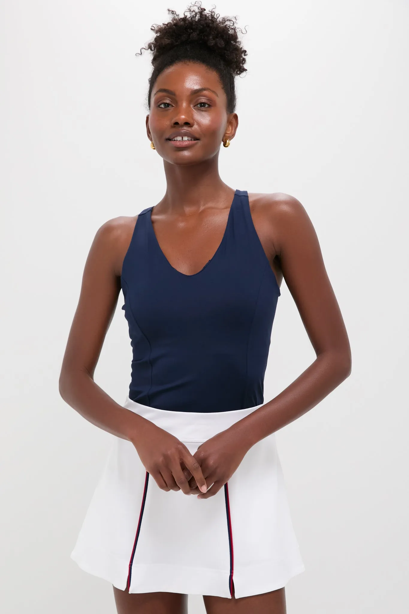 Navy Compression Spandex Lena Tank sold by Tuckernuck