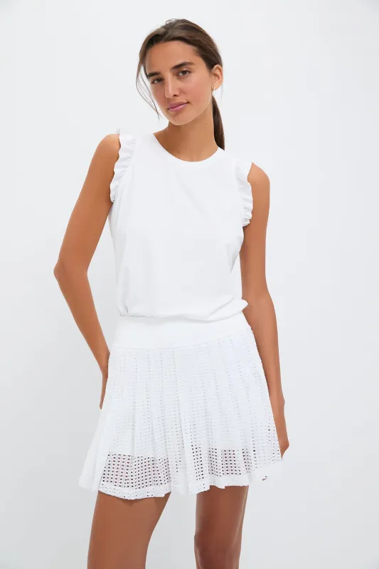 White Performance Jersey Ruffle Lea Tank sold by Tuckernuck