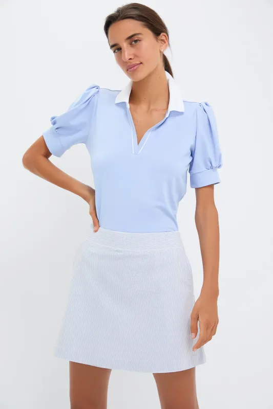 Light Blue Puff Sleeve Performance Jersey Caroline Polo sold by Tuckernuck