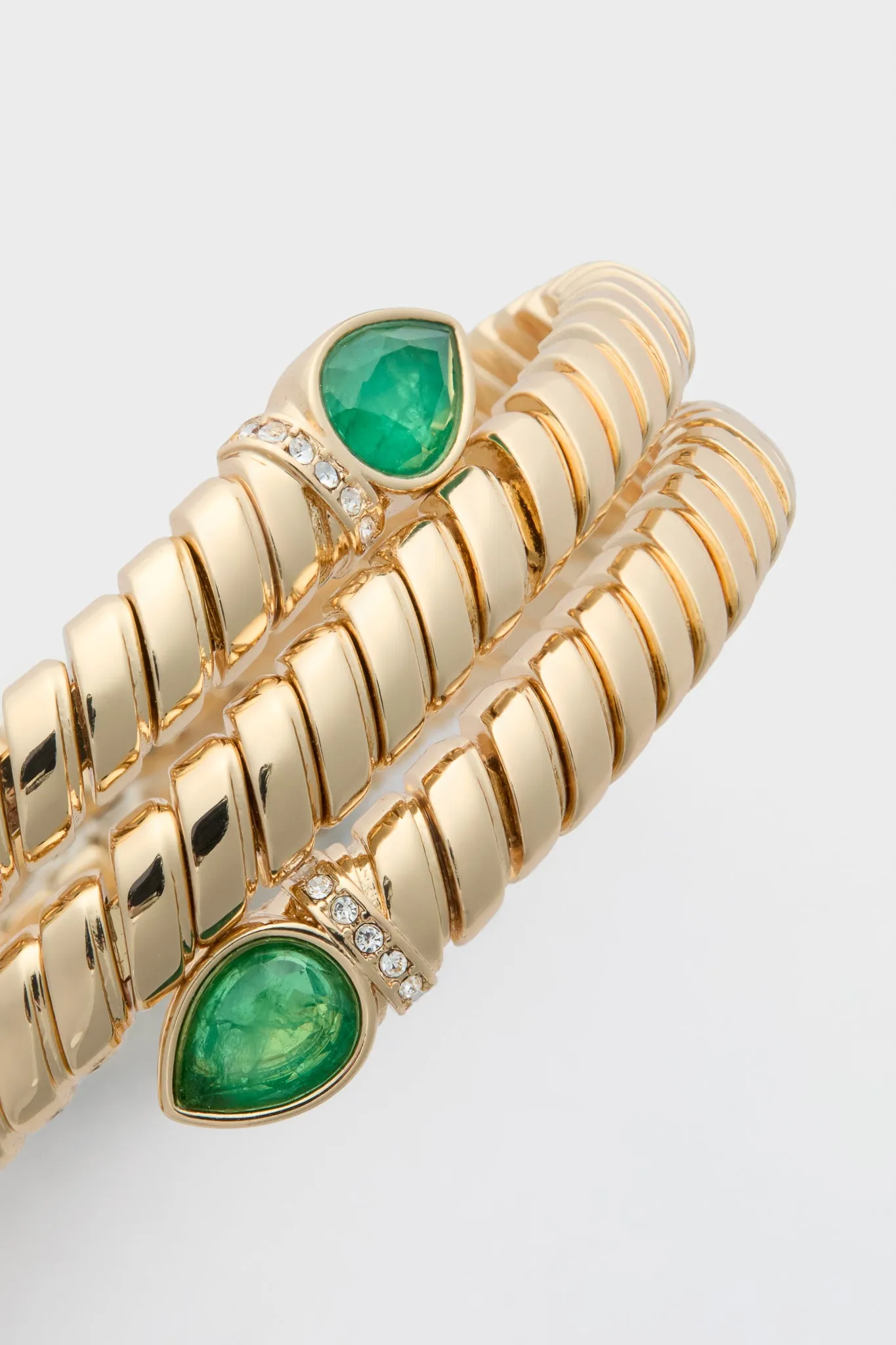 Shiny Gold, Emerald and Pave Wrap Around Cobra Bracelet sold by Tuckernuck product image thumbnail 4