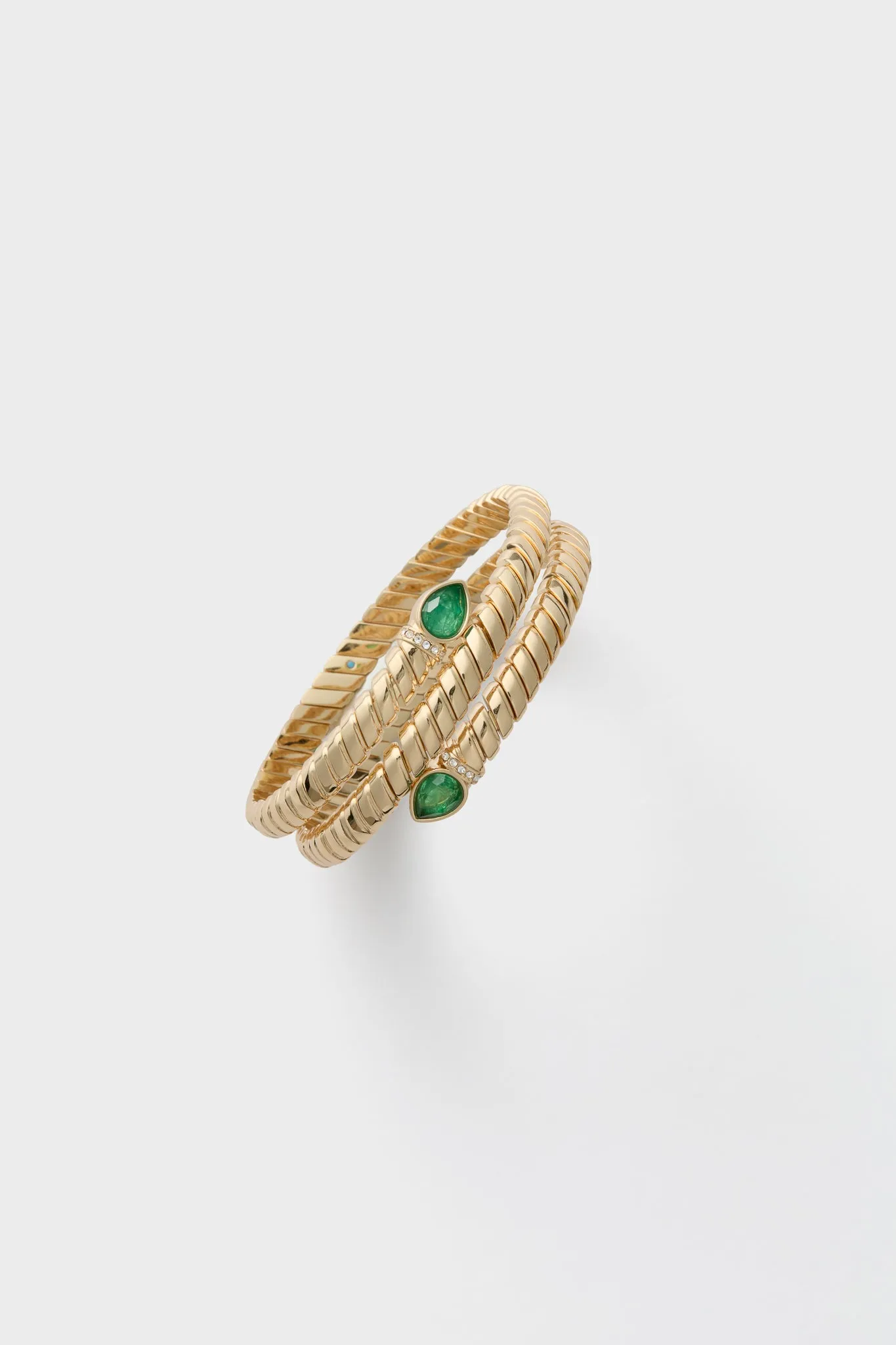 Shiny Gold, Emerald and Pave Wrap Around Cobra Bracelet sold by Tuckernuck