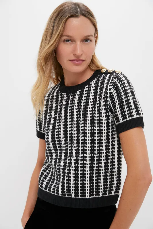 Black & White Woven Harley Short Sleeve Knit Top sold by Tuckernuck