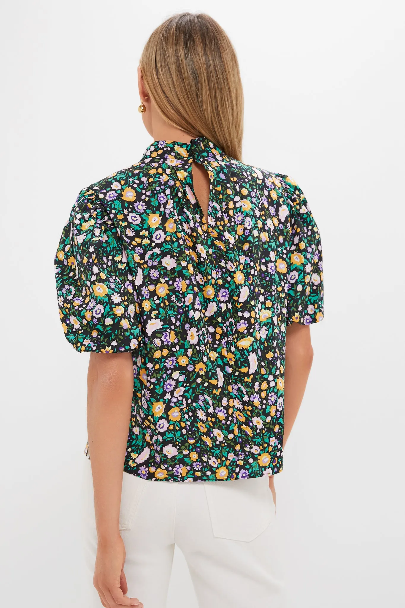 Black Multi Floral Gigi Blouse sold by Tuckernuck product image thumbnail 5