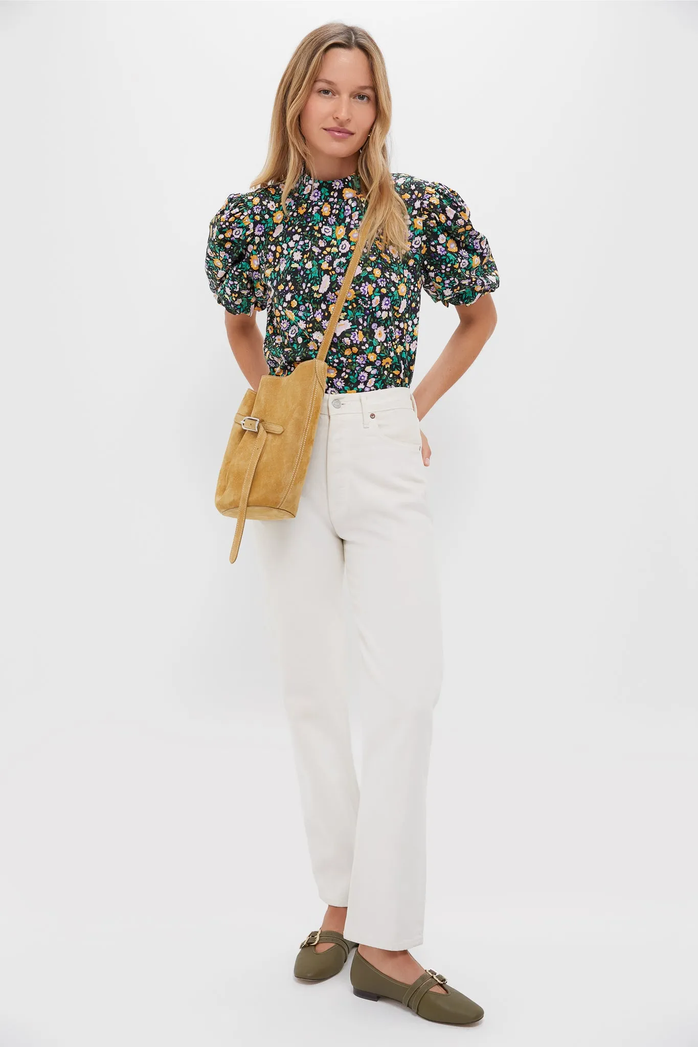 Black Multi Floral Gigi Blouse sold by Tuckernuck product image thumbnail 3