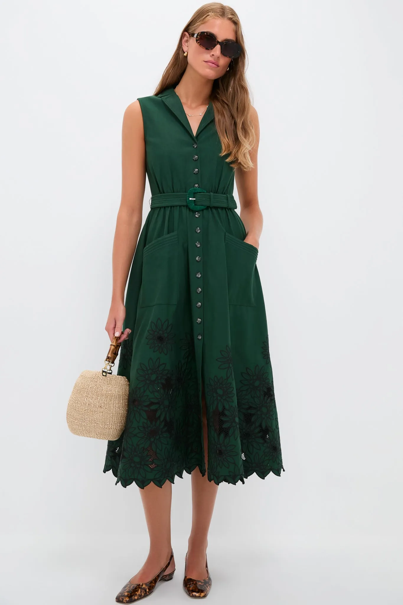 Pine Green Embroidered Kirat Midi Dress sold by Tuckernuck product image thumbnail 2