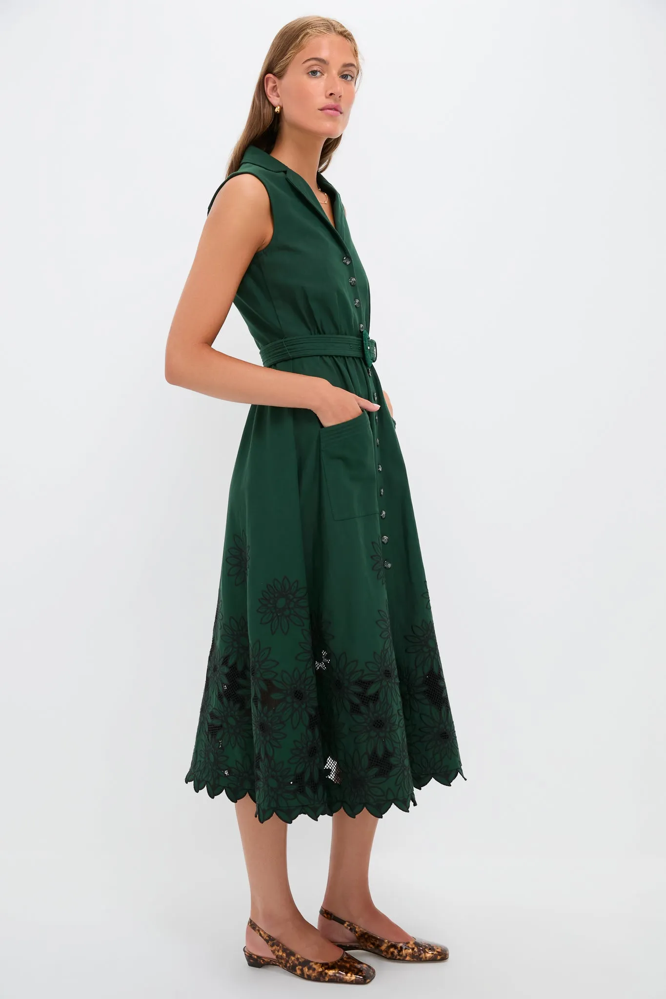 Pine Green Embroidered Kirat Midi Dress sold by Tuckernuck product image thumbnail 3