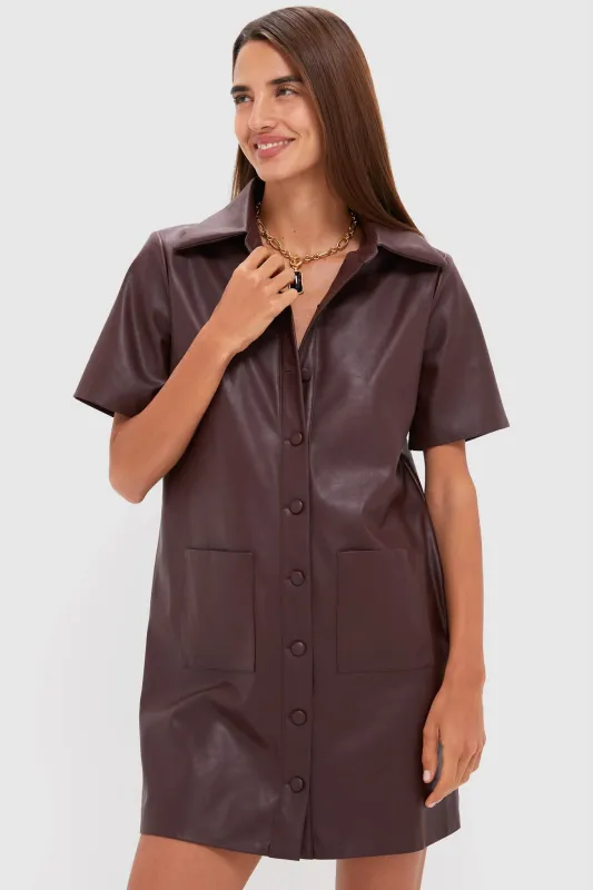 Merlot Leather Violetta Shirt Dress sold by Tuckernuck