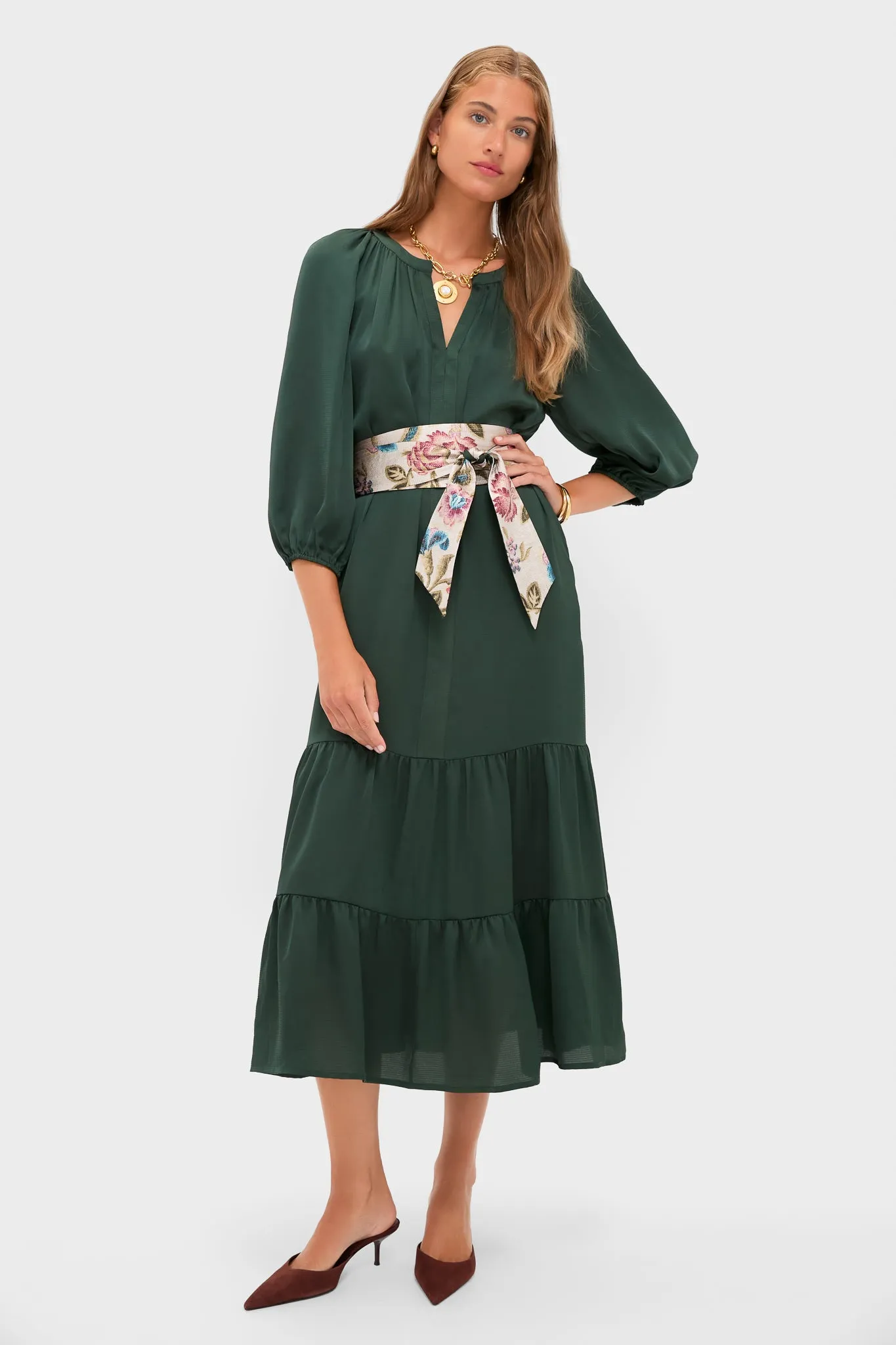 Dark Green Hammered Satin Lyles Dress sold by Tuckernuck