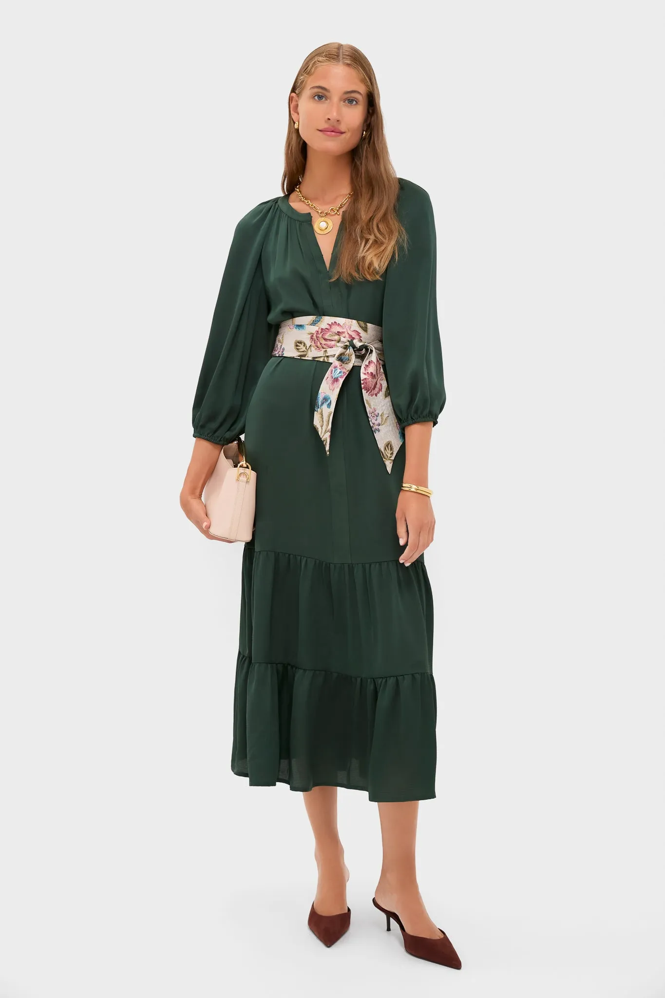 Dark Green Hammered Satin Lyles Dress sold by Tuckernuck product image thumbnail 3