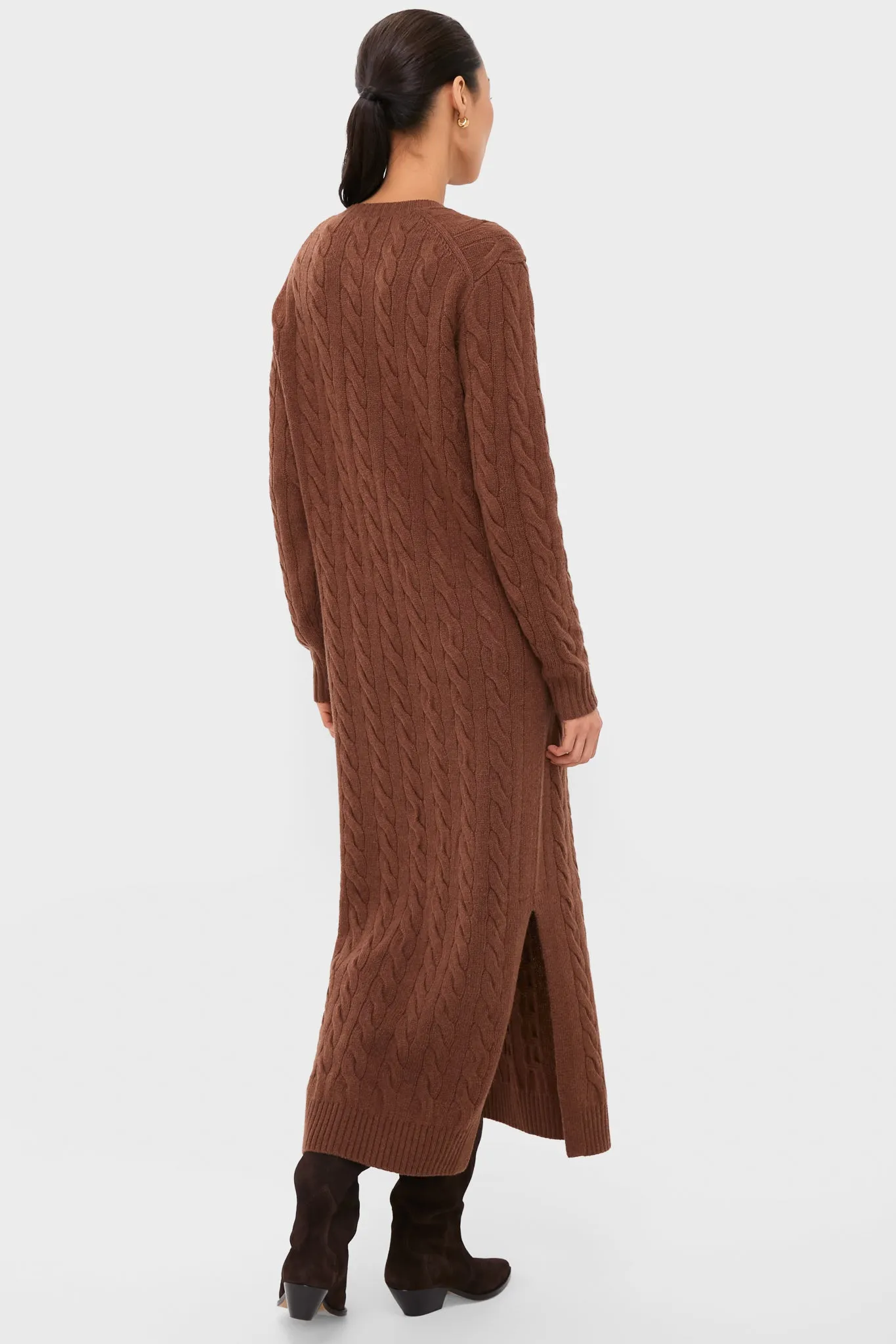 Gingerbread Brown Melange Alpaca Blend Sweater V-Neck Long Sleeve Dress sold by Tuckernuck product image thumbnail 4