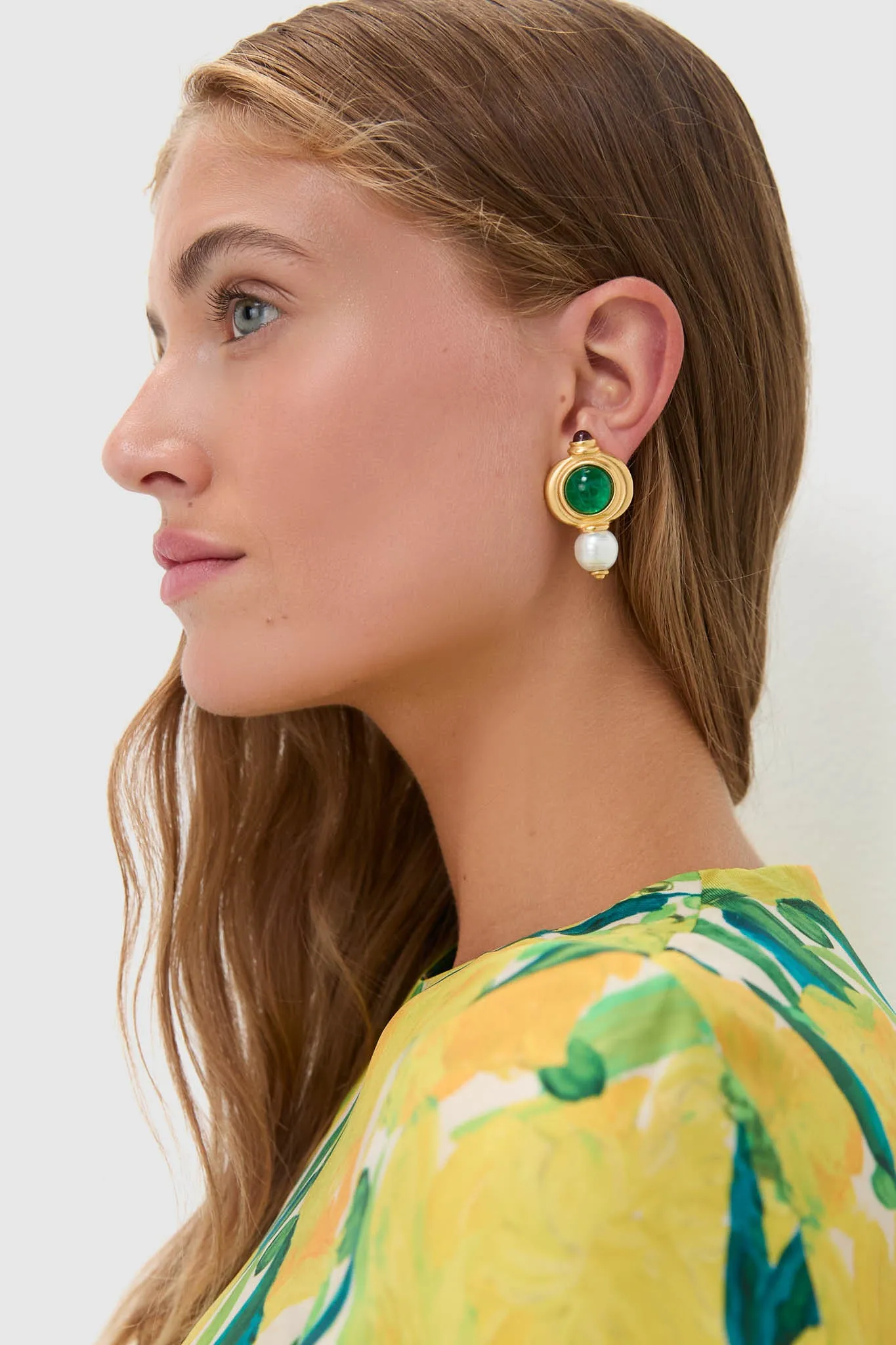 Emerald and Gold Pearl Earrings sold by Tuckernuck product image thumbnail 2