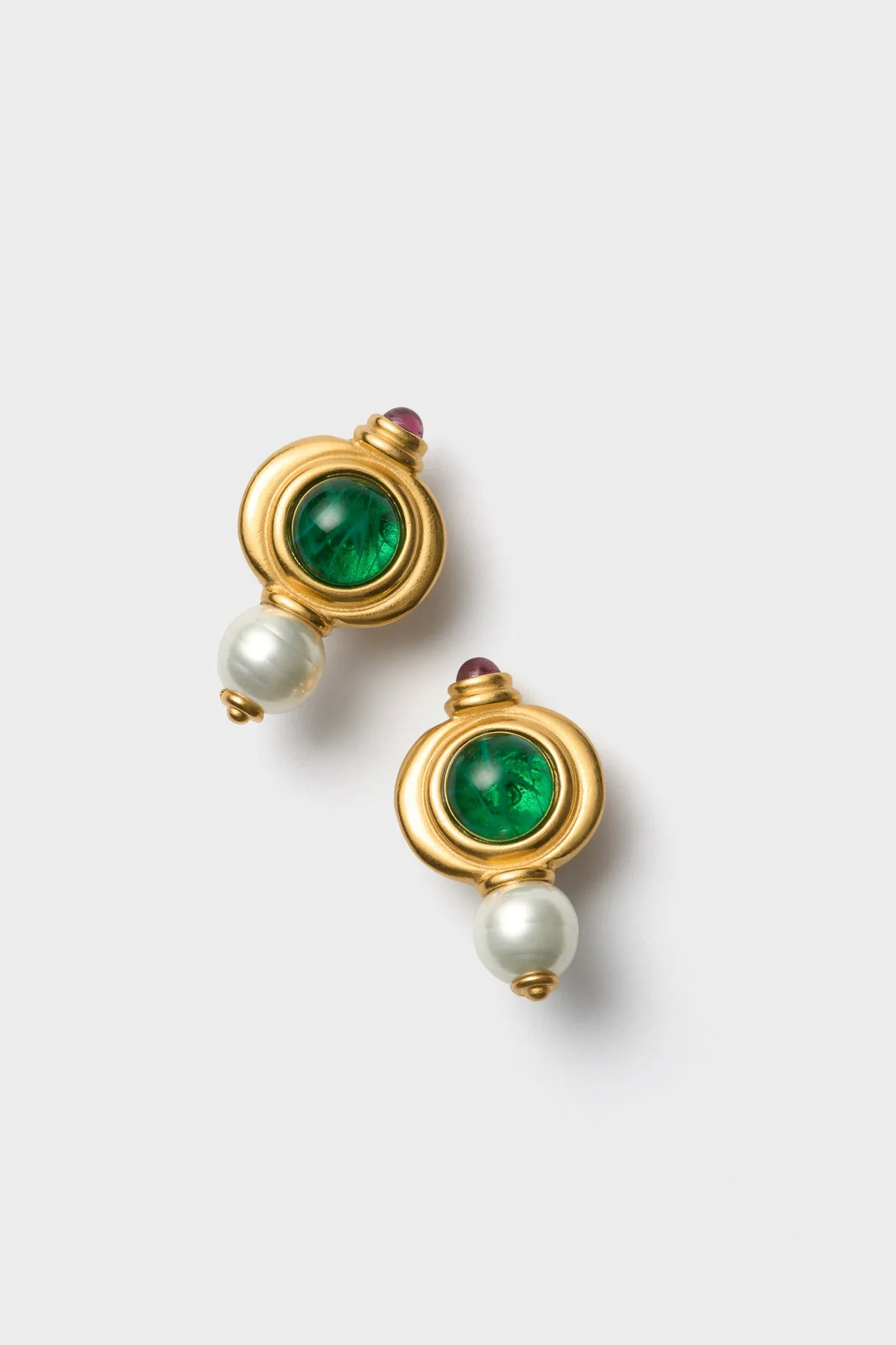Emerald and Gold Pearl Earrings sold by Tuckernuck