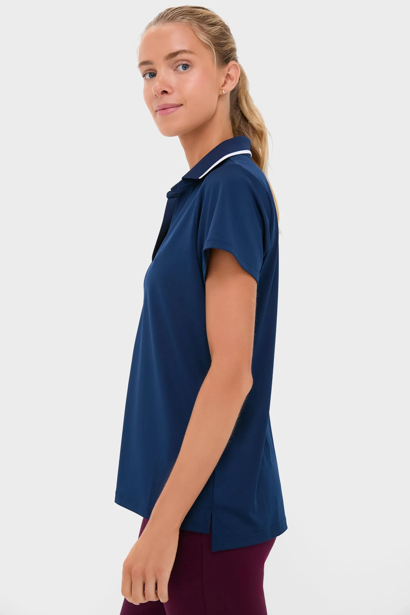 Navy Short Sleeve Performance Jersey Caroline Polo sold by Tuckernuck product image thumbnail 3