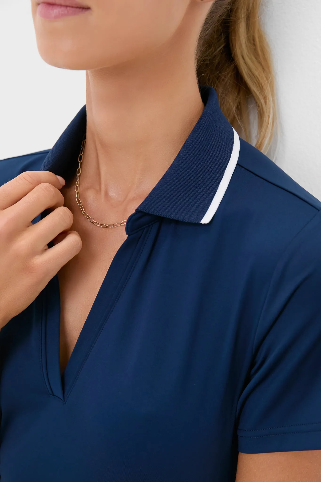 Navy Short Sleeve Performance Jersey Caroline Polo sold by Tuckernuck product image thumbnail 5